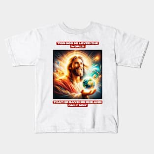 "For God so loved the world that he gave his one and only Son" Kids T-Shirt